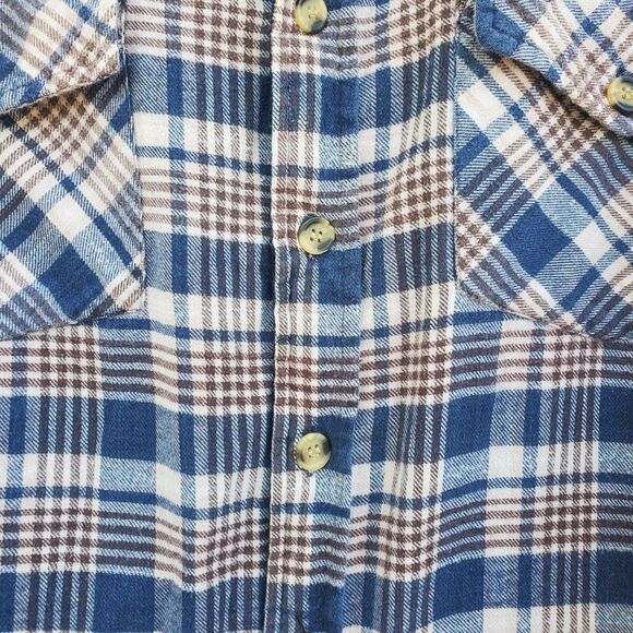 GFC Trading Company Shacket Shirt Jacket Mens Medium Quilted Lining Blue Beige - Picture 4 of 9
